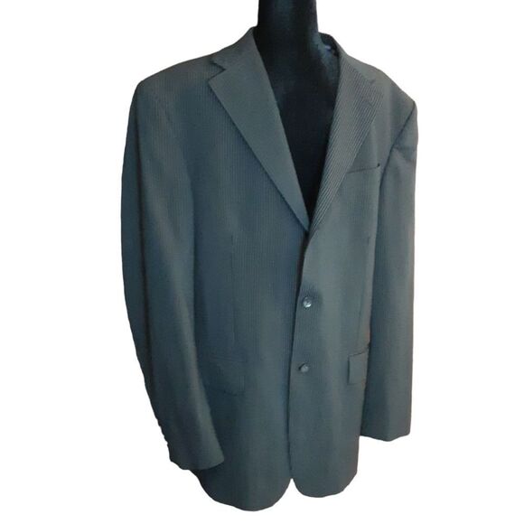 LAUREN RALPH LAUREN Blazer Pinstriped Soft Black Wool size 46L - Picture 12 of 13